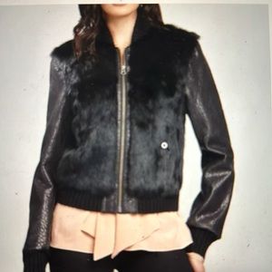 Elizabeth & James fur/leather bomber jacket size M